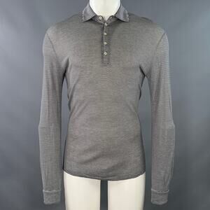 MASSIMO ALBA Size S Black White Stripe Cotton Long Sleeve Polo